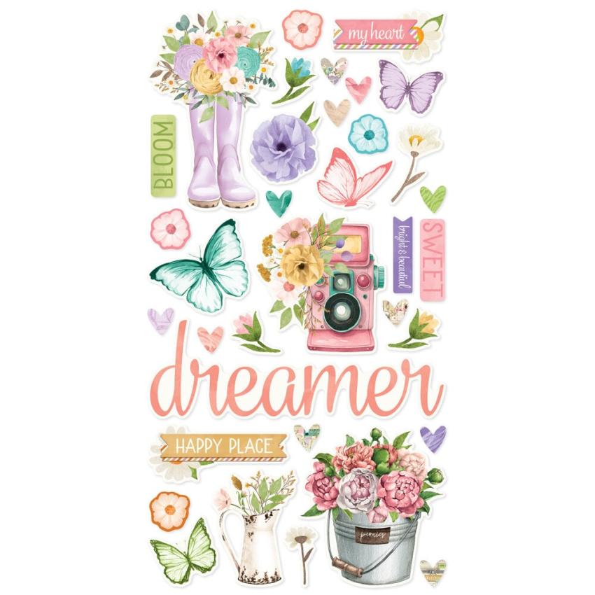 Simple Stories - Aufkleber "Vintage Flower Shoppe" Chipboard Sticker 