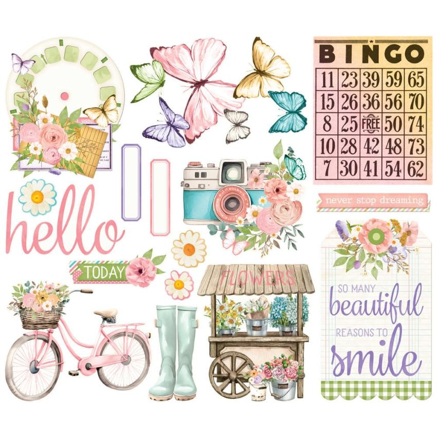 Simple Stories - Stanzteile "Vintage Flower Shoppe" Big Bits & Pieces 