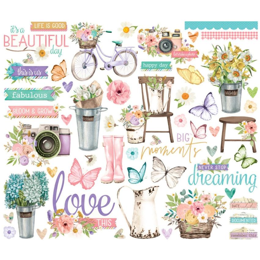 Simple Stories - Stanzteile "Vintage Flower Shoppe" Bits & Pieces 