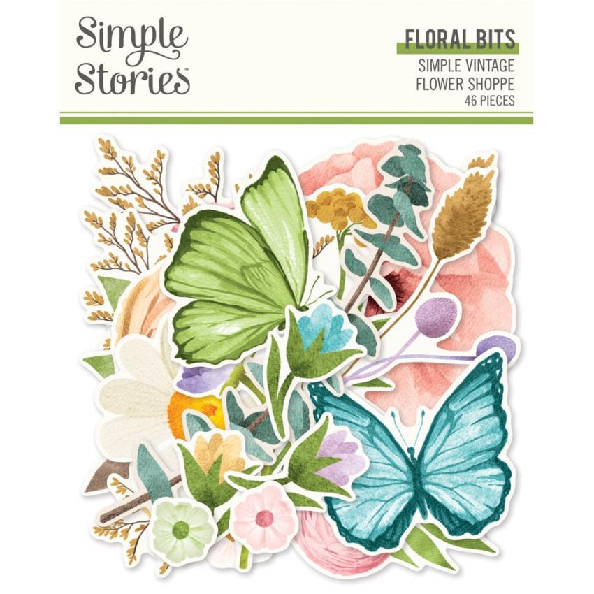 Simple Stories - Stanzteile "Vintage Flower Shoppe" Floral Bits & Pieces 