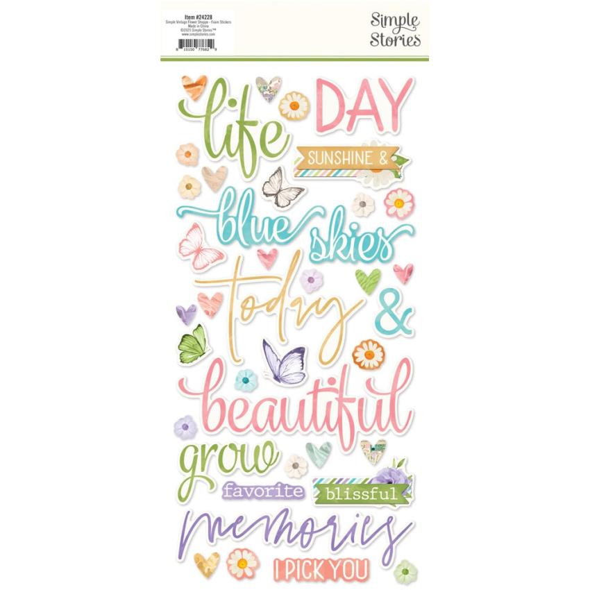 Simple Stories - Aufkleber "Vintage Flower Shoppe" Foam Sticker