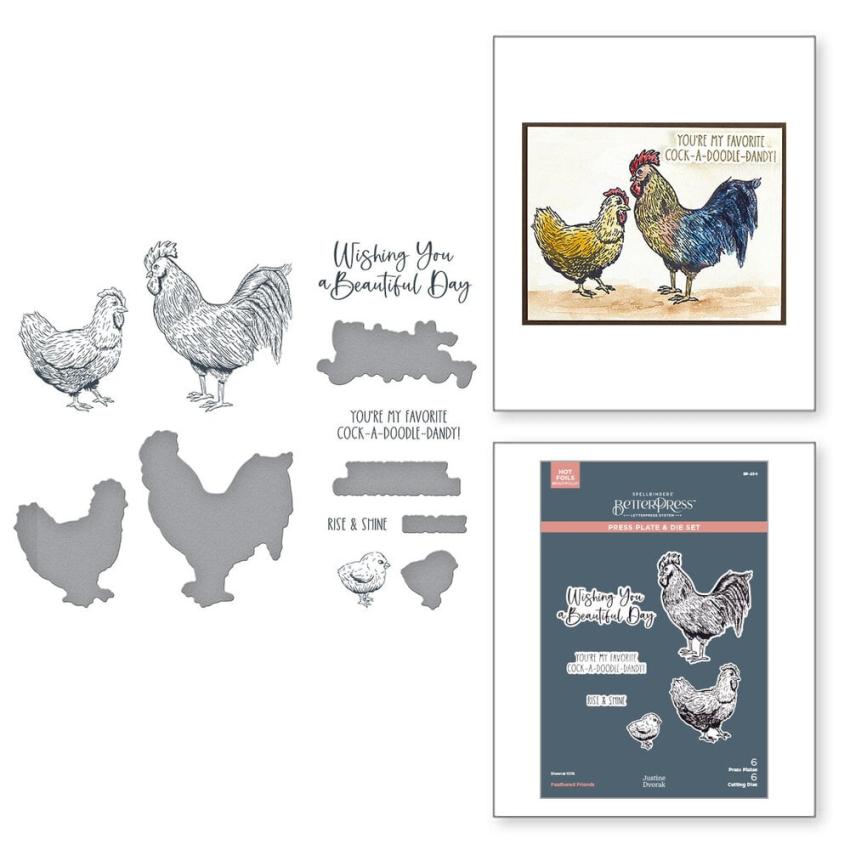Spellbinders - Buchdrucktechnik "Feathered Friends" BetterPress Plate & Dies