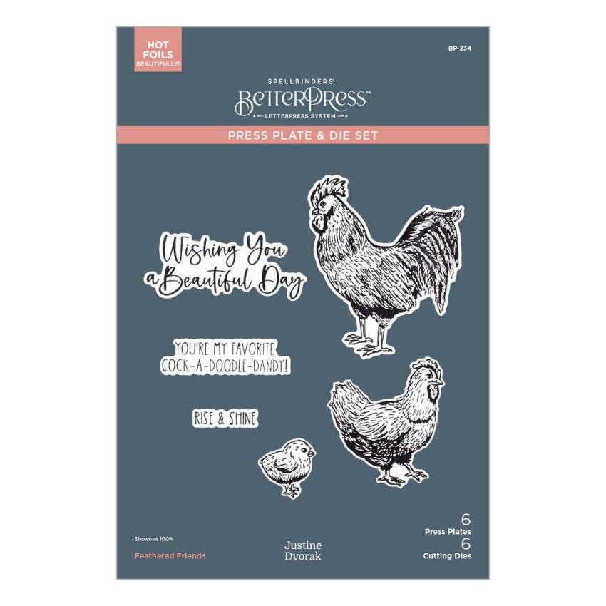 Spellbinders - Buchdrucktechnik "Feathered Friends" BetterPress Plate & Dies