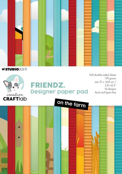 Creative Craft Lab - Studio Light - Friendz Designpapier "On The Farm " Paper Pack 21x14,8 cm - 24 Bogen