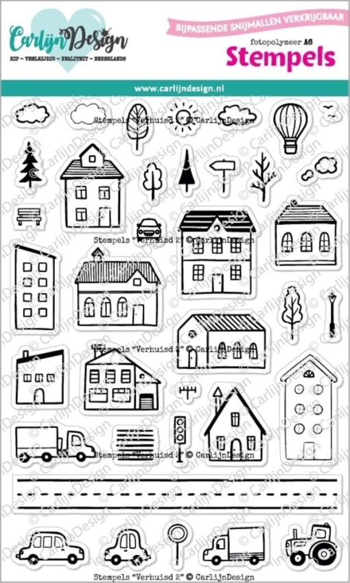 Carlijn Design - Stempelset "Verhuisd 2 " Clear Stamp 