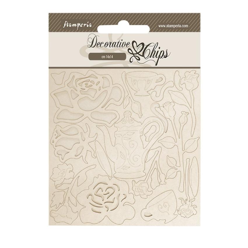 Stamperia - Holzteile 14x14 cm "Roses" Decorative Chips