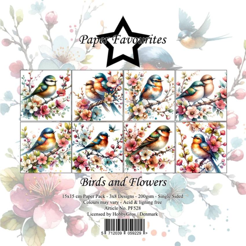 Paper Favourites - Designpapier "Birds and Flowers" Paper Pack 6x6 Inch - 24 Bogen