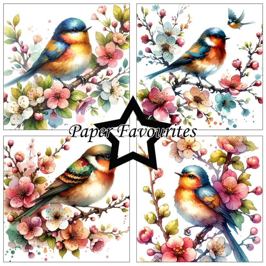Paper Favourites - Designpapier "Birds and Flowers" Paper Pack 6x6 Inch - 24 Bogen