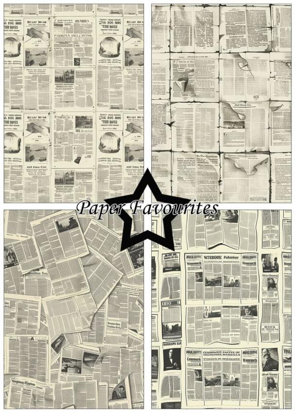 Paper Favourites - Designpapier "Vintage Newspaper" Paper Pack A5 - 24 Bogen
