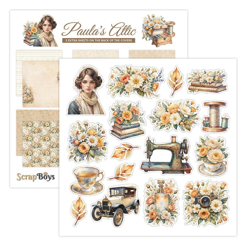 ScrapBoys - Designpapier "Paula's Attic" Paper Pack 8x8 Inch - 12 Bogen