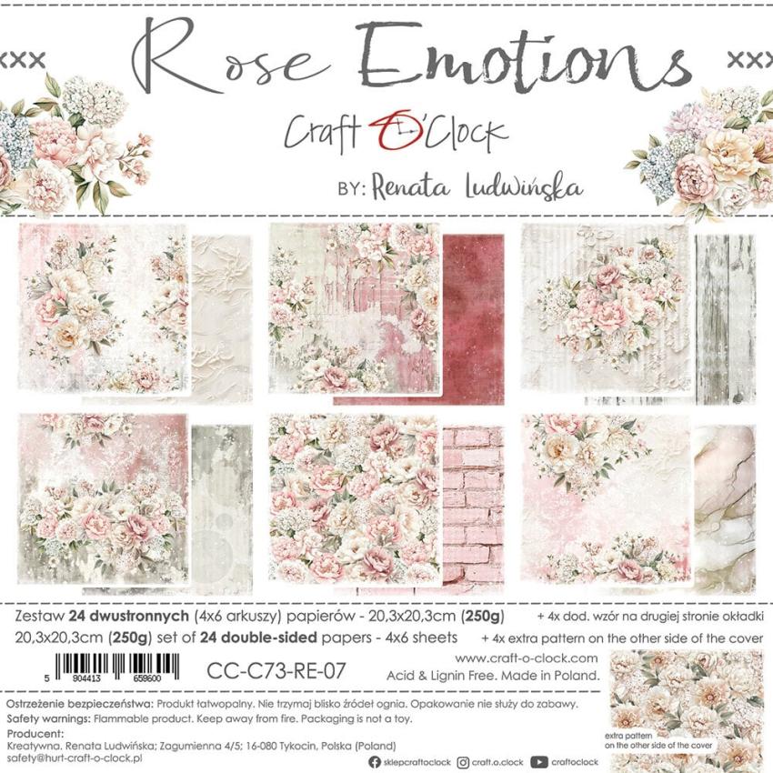 Craft OClock - Designpapier "Rose Emotions" Paper Pack 8x8 Inch - 24 Bogen