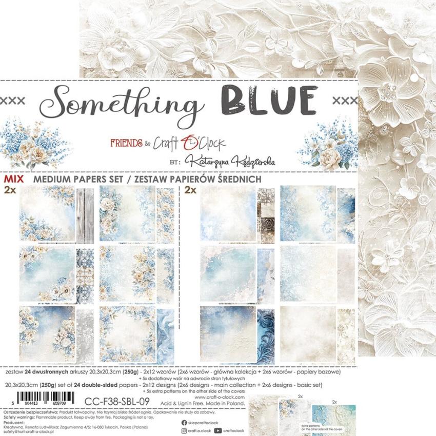 Craft OClock - Designpapier "Something Blue" Medium Paper Pack 8x8 Inch - 24 Bogen