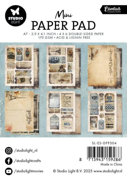 Studio Light - Designpapier "Explore The World" Mini Paper Pad A7 - 24 Bogen