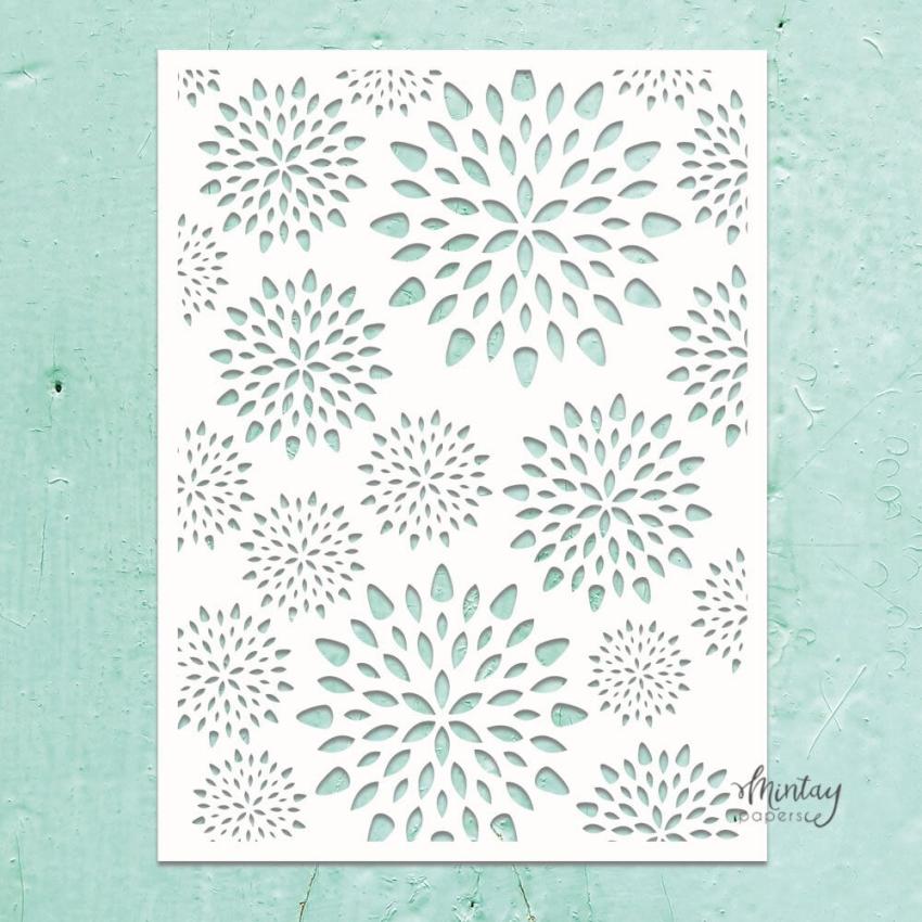 Mintay Papers - Kreativa Collection - Schablone 6x8 Inch "Aster Flowers" Stencil
