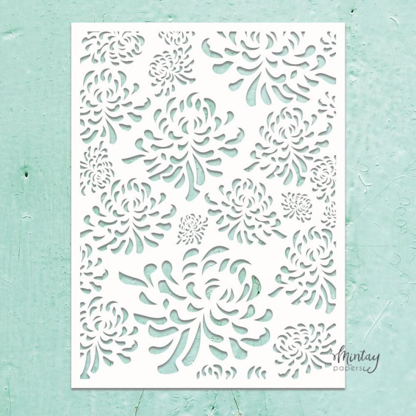 Mintay Papers - Kreativa Collection - Schablone 6x8 Inch "Chrysanthemum" Stencil