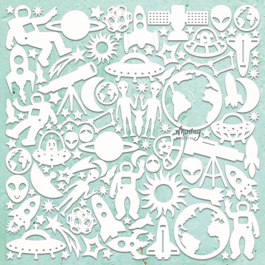 Mintay Papers - Stanzteile "Cosmos" Chipboard - Chippies Decor 12x12 Inch