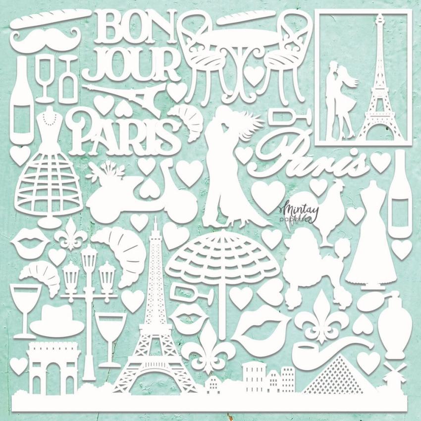 Mintay Papers - Stanzteile "Paris" Chipboard - Chippies Decor 12x12 Inch