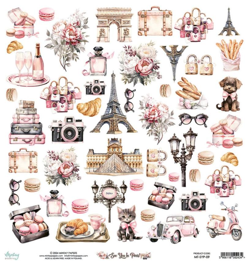 Mintay Papers - Papier Elemente "See You In Paris" Paper Elements 12x12 Inch