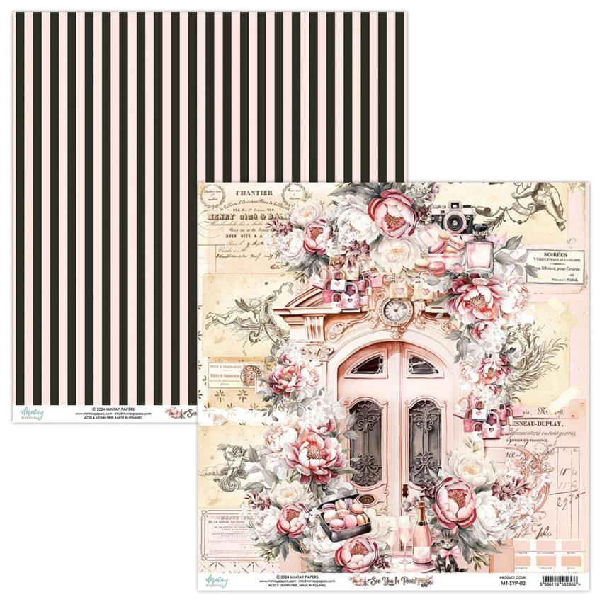 Mintay Papers - Designpapier "See You In Paris" Scrapbooking Paper Pad 12x12 Inch - 12 Bogen