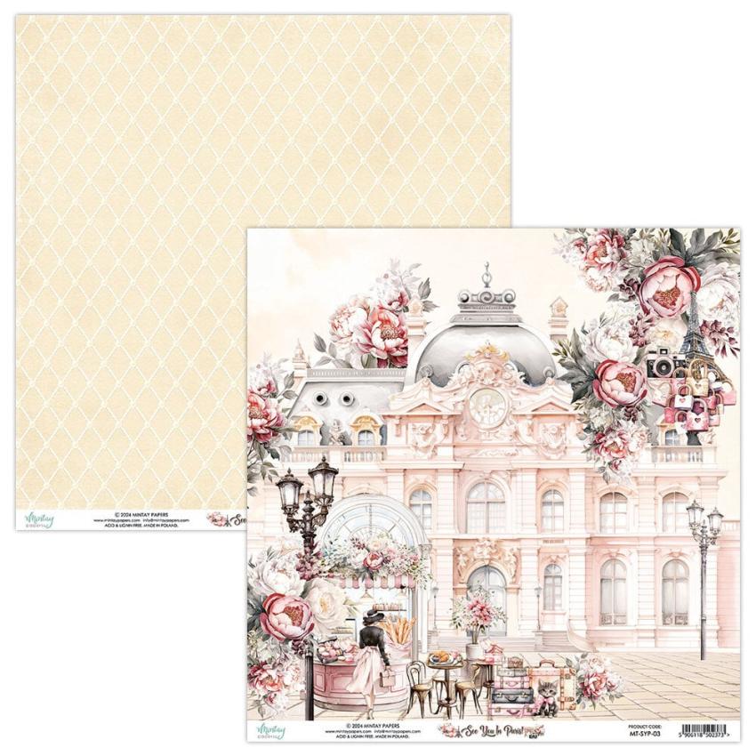 Mintay Papers - Designpapier "See You In Paris" Scrapbooking Paper Pad 12x12 Inch - 12 Bogen