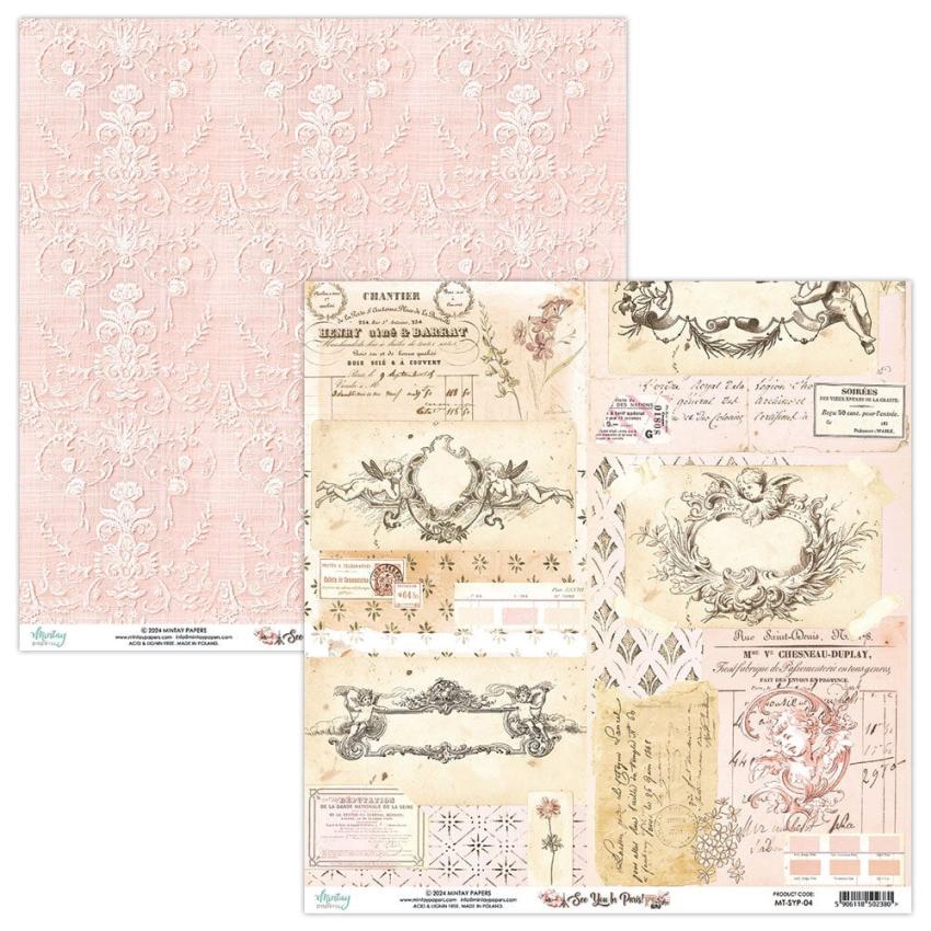 Mintay Papers - Designpapier "See You In Paris" Scrapbooking Paper Pad 12x12 Inch - 12 Bogen
