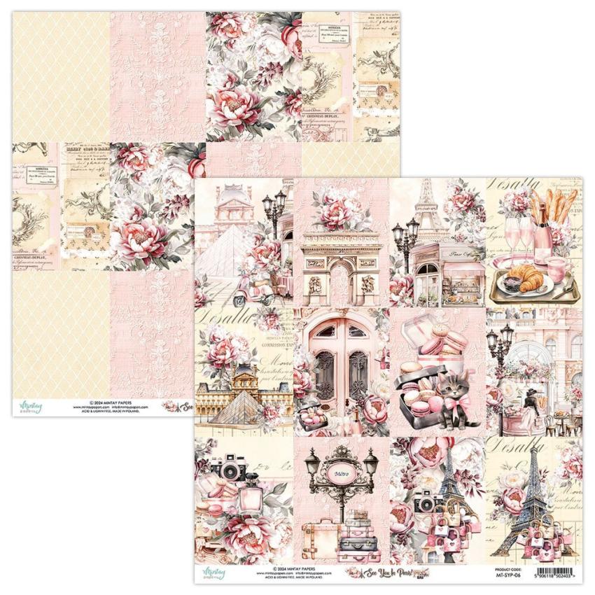 Mintay Papers - Designpapier "See You In Paris" Scrapbooking Paper Pad 12x12 Inch - 12 Bogen