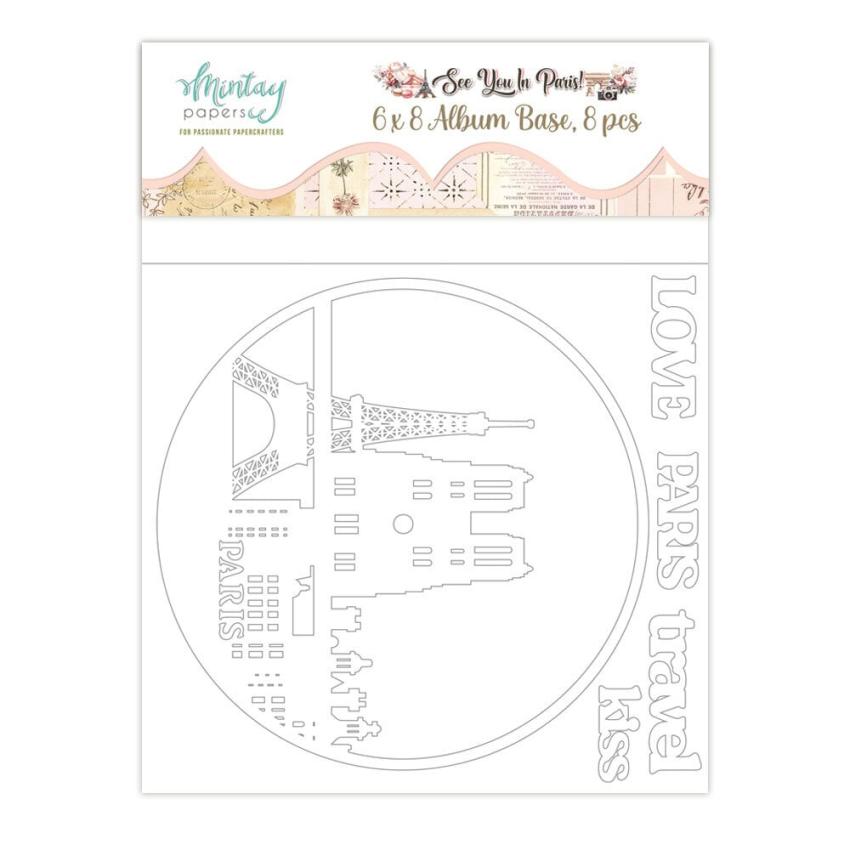 Mintay Papers "See You In Paris" Chipbaord Album Base 6x8 Inch