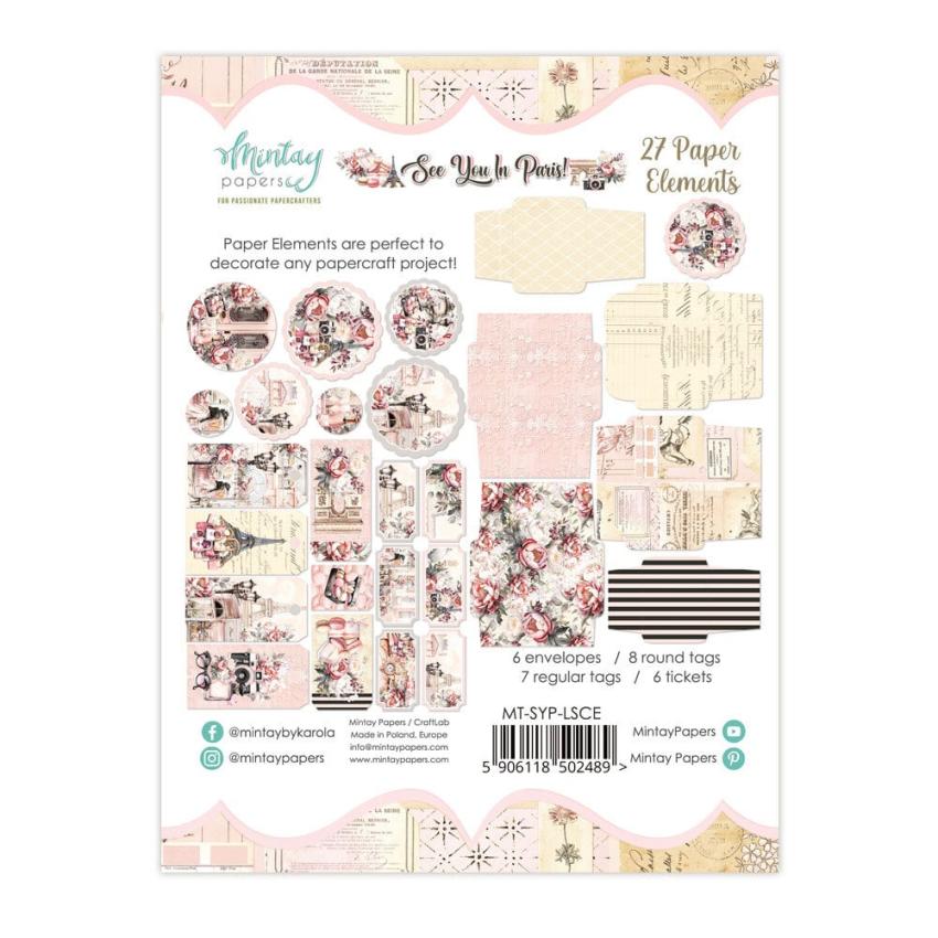 Mintay Papers - Papier Elemente - Stanzteile "See You In Paris" Paper Elements 6x8 Inch