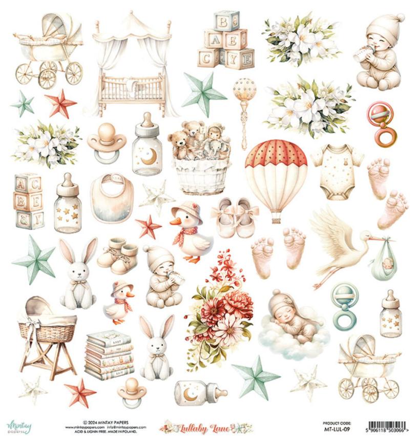 Mintay Papers - Papier Elemente "Lullaby Lane" Paper Elements 12x12 Inch