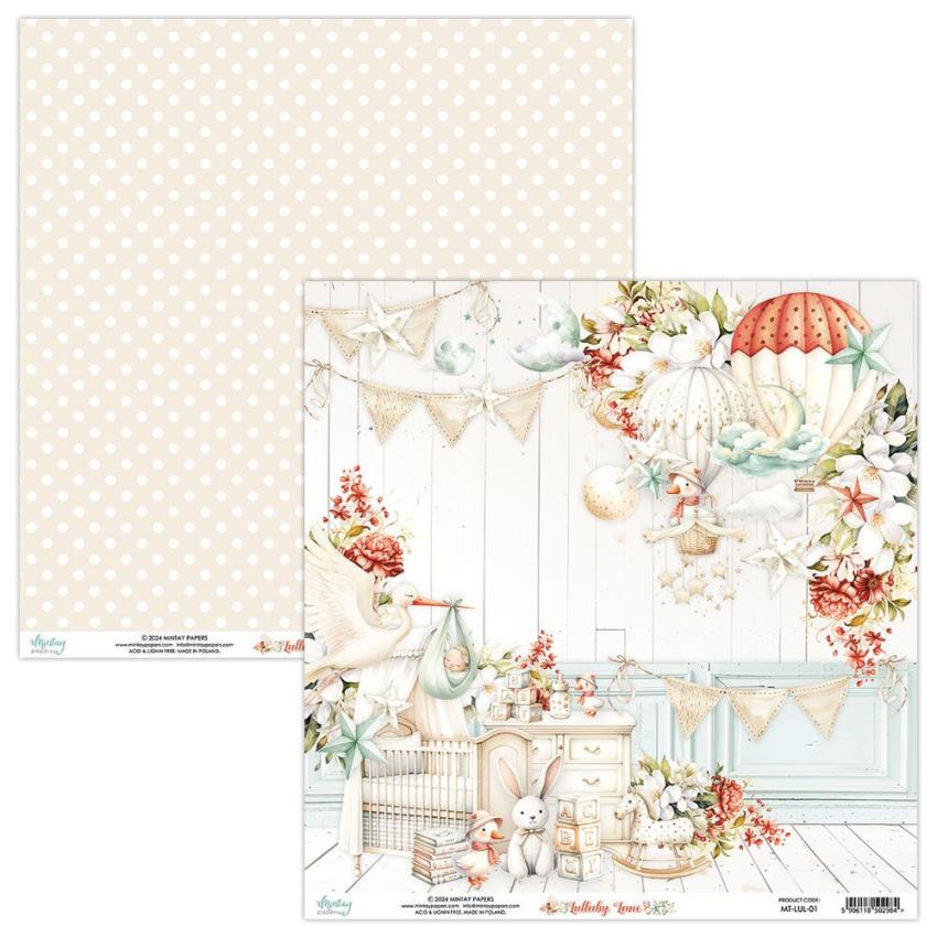 Mintay Papers - Designpapier "Lullaby Lane" Scrapbooking Paper Pad 12x12 Inch - 12 Bogen