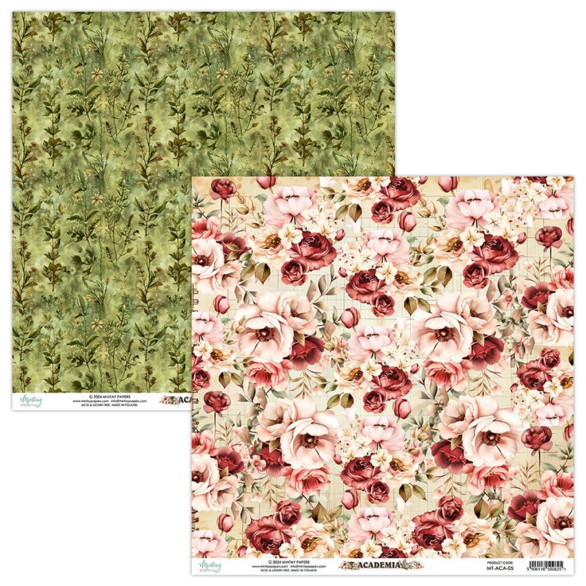 Mintay Papers - Designpapier "Academia" Scrapbooking Paper Pad 12x12 Inch - 12 Bogen