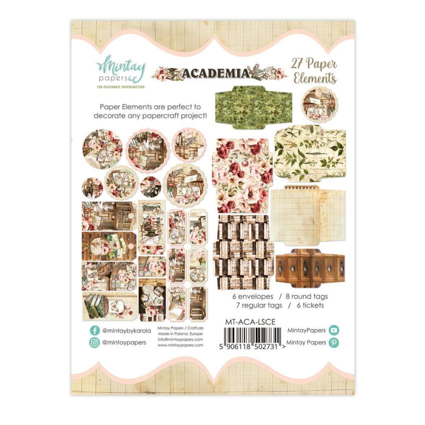 Mintay Papers - Papier Elemente - Stanzteile "Academia" Paper Elements 6x8 Inch