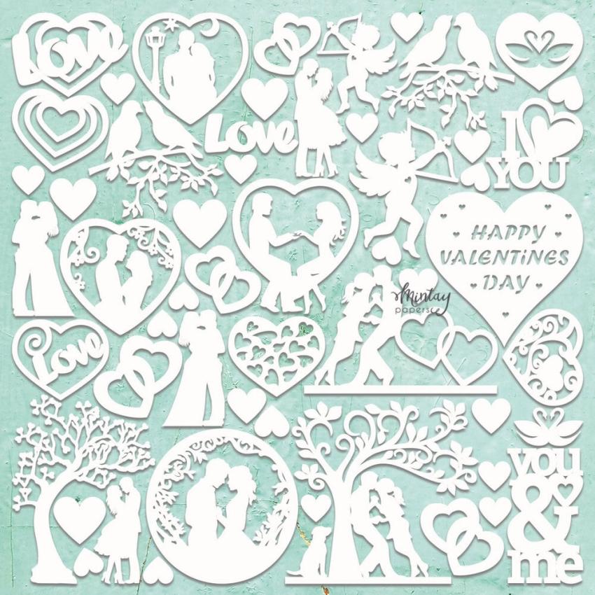 Mintay Papers - Stanzteile "Valentine's Day" Chipboard - Chippies Decor 12x12 Inch