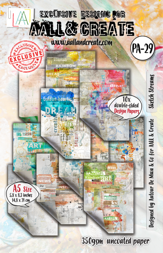 AALL and Create - Designpapier "Sketch Streams" Paper Pack A5 - 10 Bogen