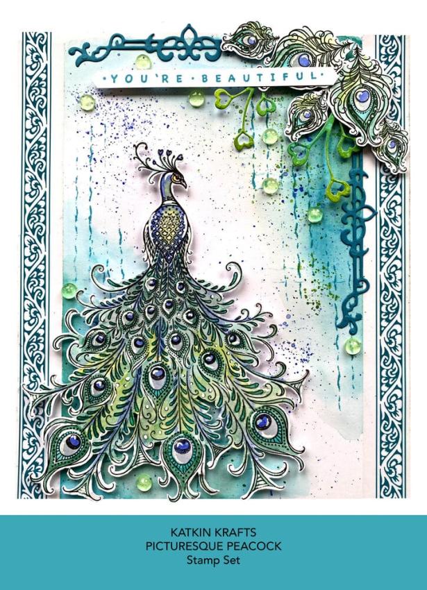 Katkin Krafts - Stempelset "Picturesque Peacock" Clear Stamps