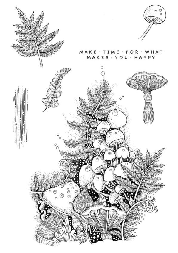 Katkin Krafts - Stempelset "Ferns and Fungi" Clear Stamps