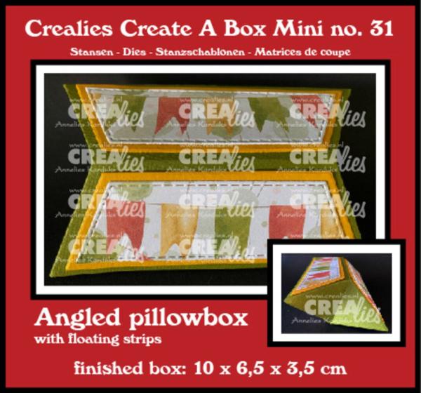 Crealies - Stanzschablone "No. 31 Angled Pillowbox Mini with Floating Strips" Create A Box Mini Dies