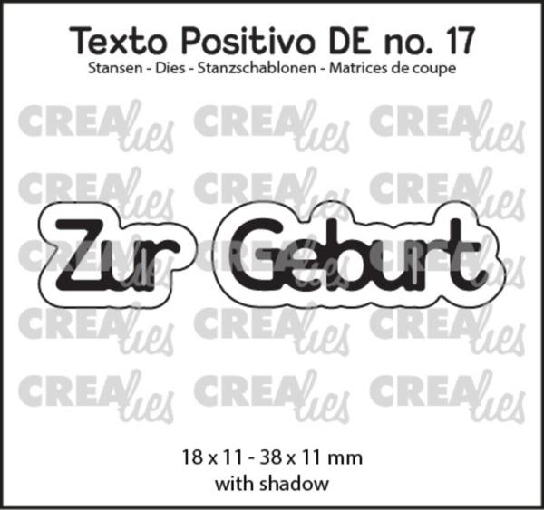 Crealies - Stanzschablone "Zur Geburt" Texto Positivo Dies