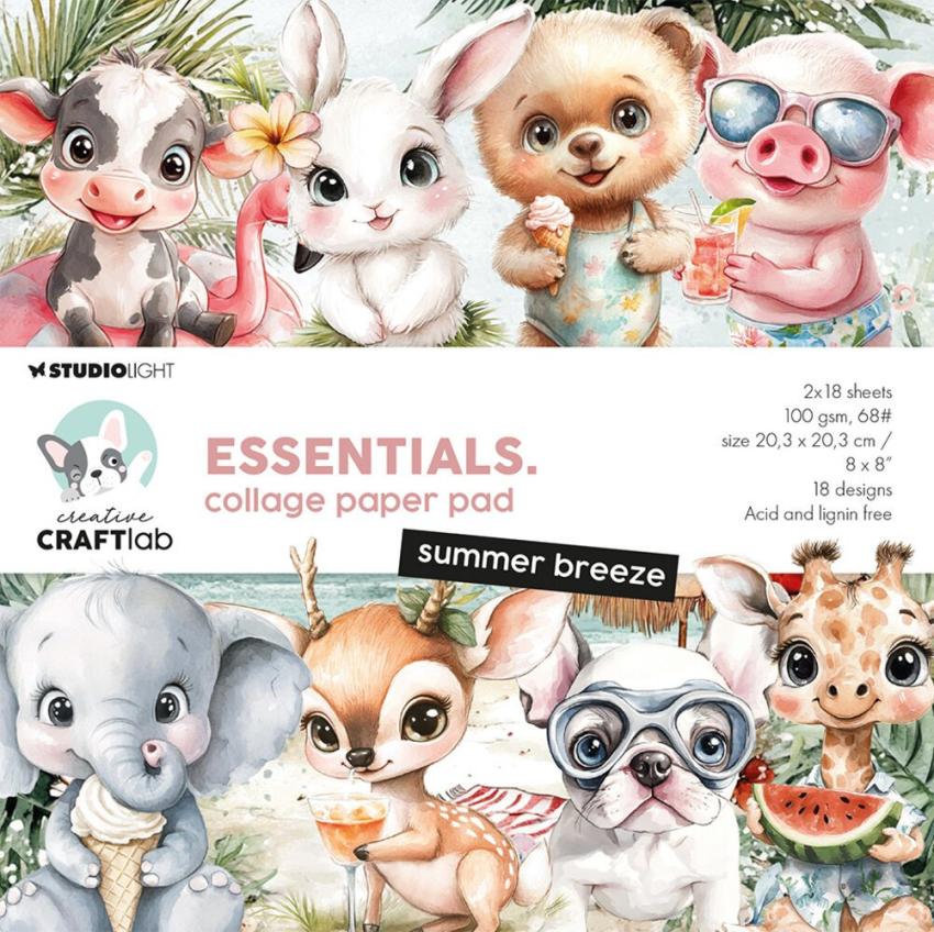 Creative Craft Lab - Studio Light - Designpapier "Summer Breeze" Collage Paper Pad 20,3x20,3 cm - 36 Bogen