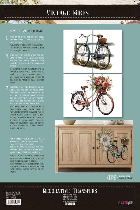 Papers For you - Transfer Aufkleber "Bikes" Decor Transfers 24x35 Inch
