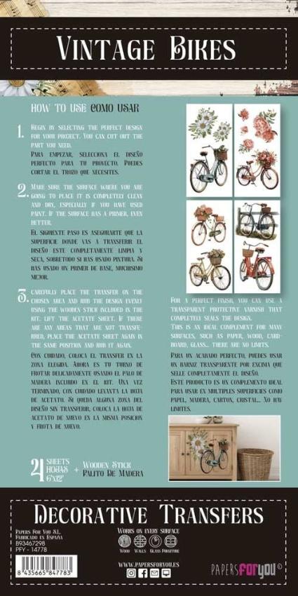 Papers For you - Transfer Aufkleber "Bikes" Decor Transfers 6x12 Inch