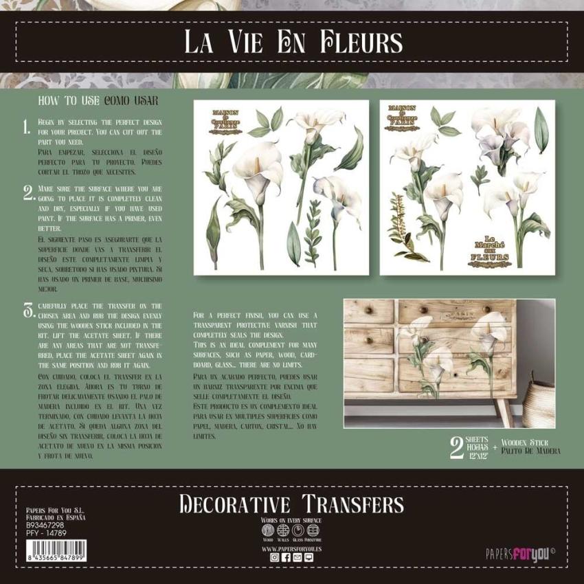 Papers For you - Transfer Aufkleber "Calla Lily" Decor Transfers 12x12 Inch