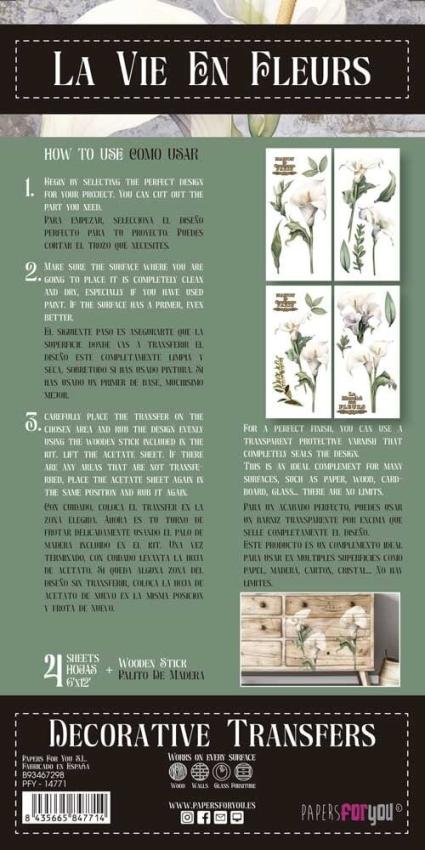 Papers For you - Transfer Aufkleber "Calla Lily" Decor Transfers 6x12 Inch