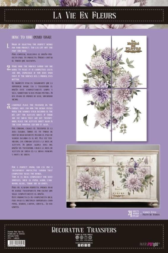 Papers For you - Transfer Aufkleber "Dahlias" Decor Transfers 24x35 Inch