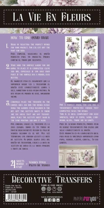 Papers For you - Transfer Aufkleber "Dahlias" Decor Transfers 6x12 Inch