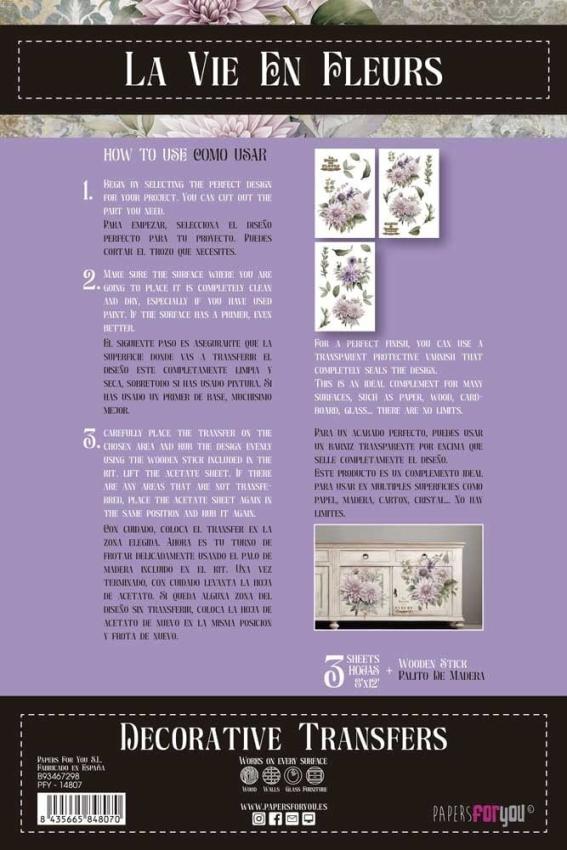 Papers For you - Transfer Aufkleber "Dahlias" Decor Transfers 8x12 Inch