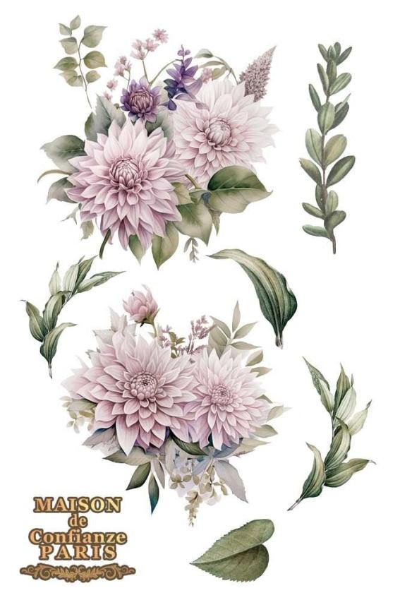 Papers For you - Transfer Aufkleber "Dahlias" Decor Transfers 8x12 Inch