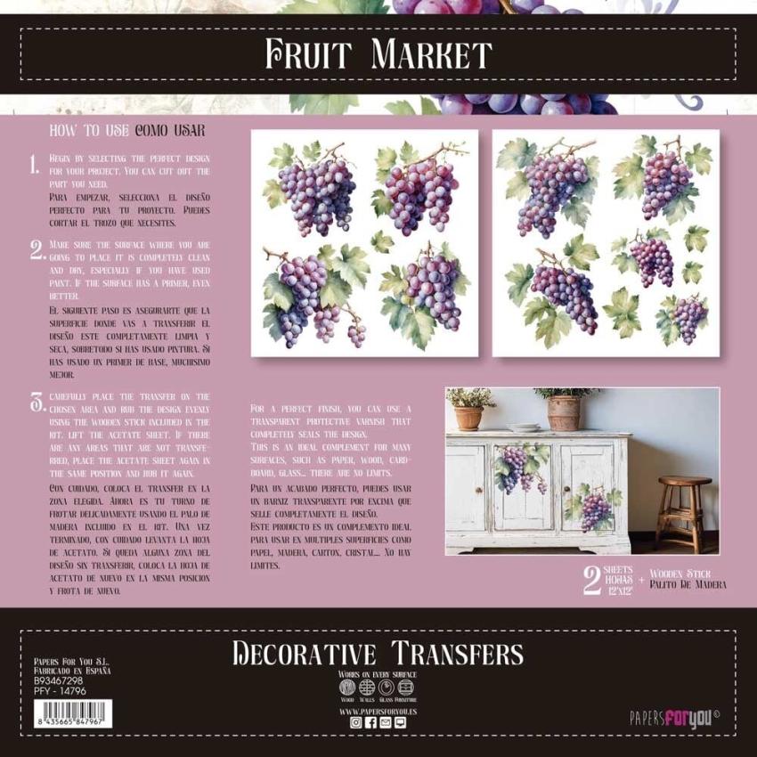 Papers For you - Transfer Aufkleber "Grapes" Decor Transfers 12x12 Inch