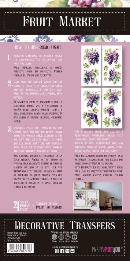 Papers For you - Transfer Aufkleber "Grapes" Decor Transfers 6x12 Inch