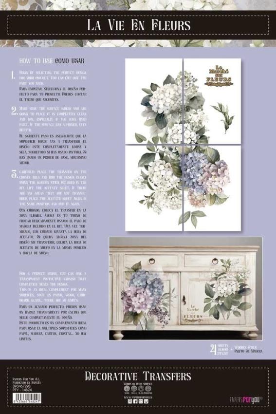 Papers For you - Transfer Aufkleber "Hydrangeas" Decor Transfers 24x35 Inch
